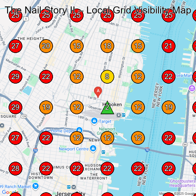 The Nail Story II GeoGrid visibility map for Nail Salon in Hoboken